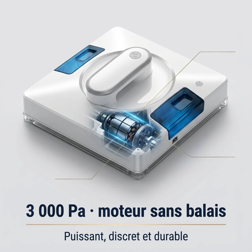 Vitreau Duo – 3 000 Pa, moteur sans balais